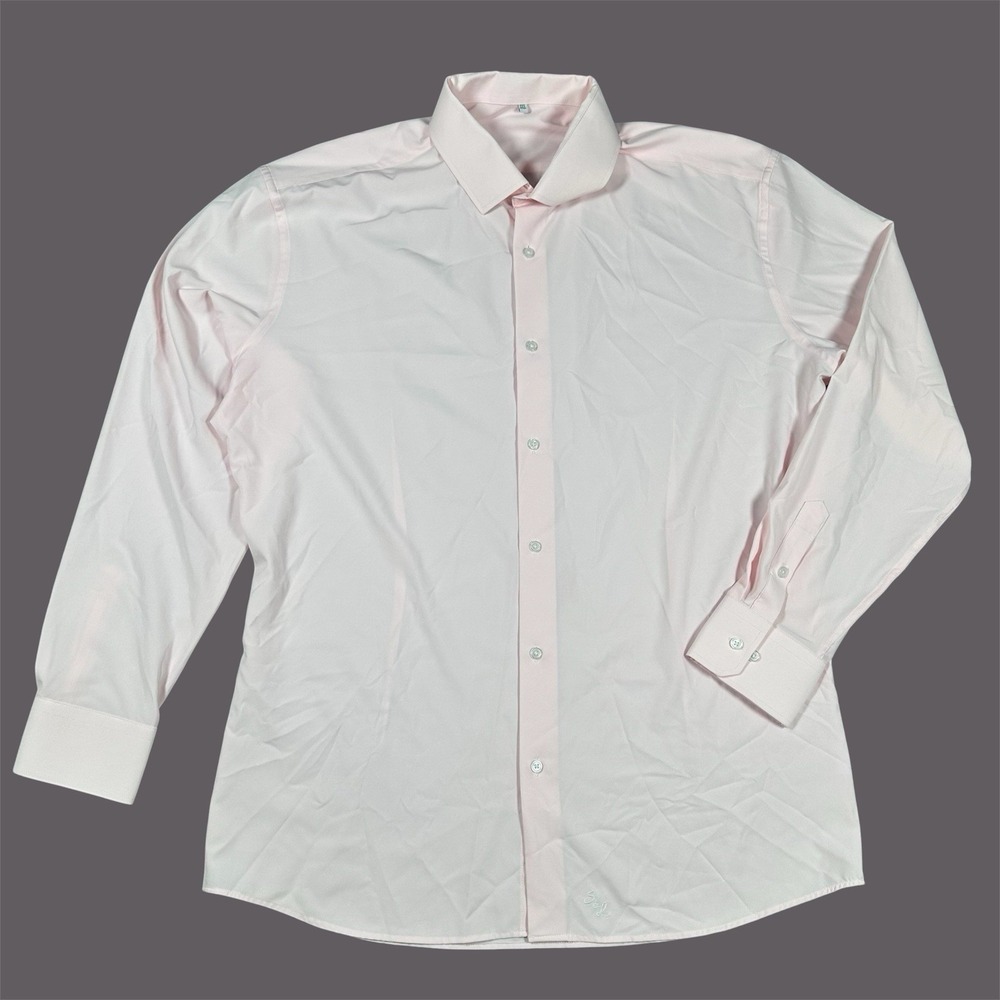 State and Liberty Dress Shirt Mens 3XL Solid Pink Long Sleeve Button Up Athletic